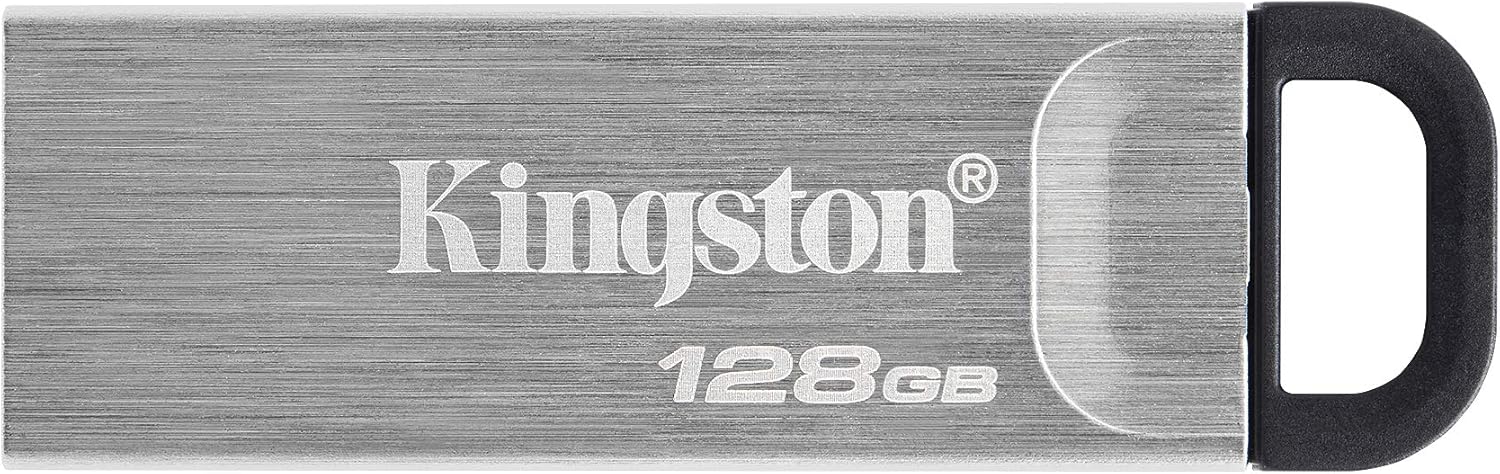 Kingston DataTraveler Kyson USB 3.2 Gen 1 Flash Drive 128GB - Stylish Capless Metal Case