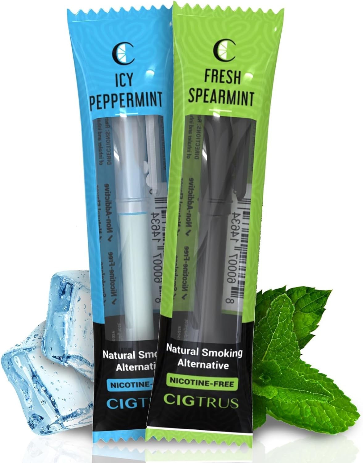 Cigtrus Natural Nicotine-Free & Tobacco-Free Smoking Alternative, Non-Electric Craving Relief, Quit Smoking Aid with Cigtrus (Peppermint & Spearmint) - Pack of 2