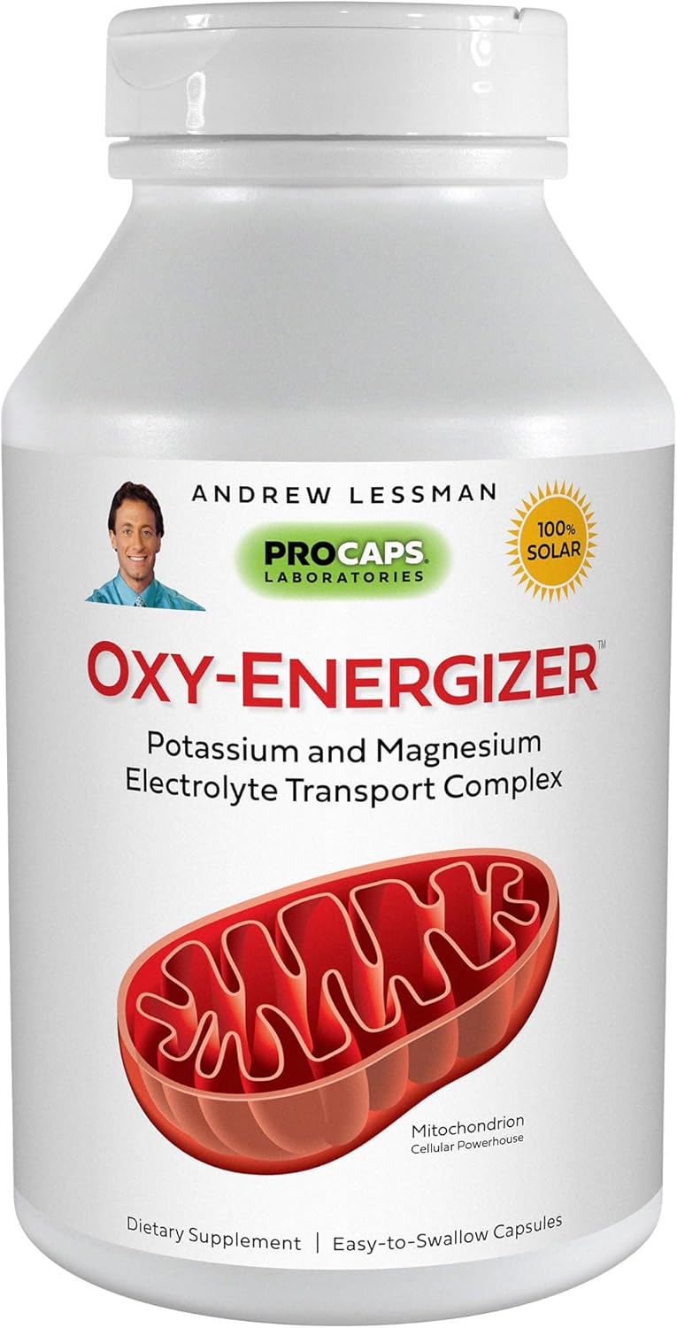 ANDREW LESSMAN Oxy-Energizer 180 Capsules - Combination of Two Vital Electrolyte-Minerals Potassium-Magnesium Aspartate-Citrate Complex to Support Optimum Cellular Energy Production. No Additives