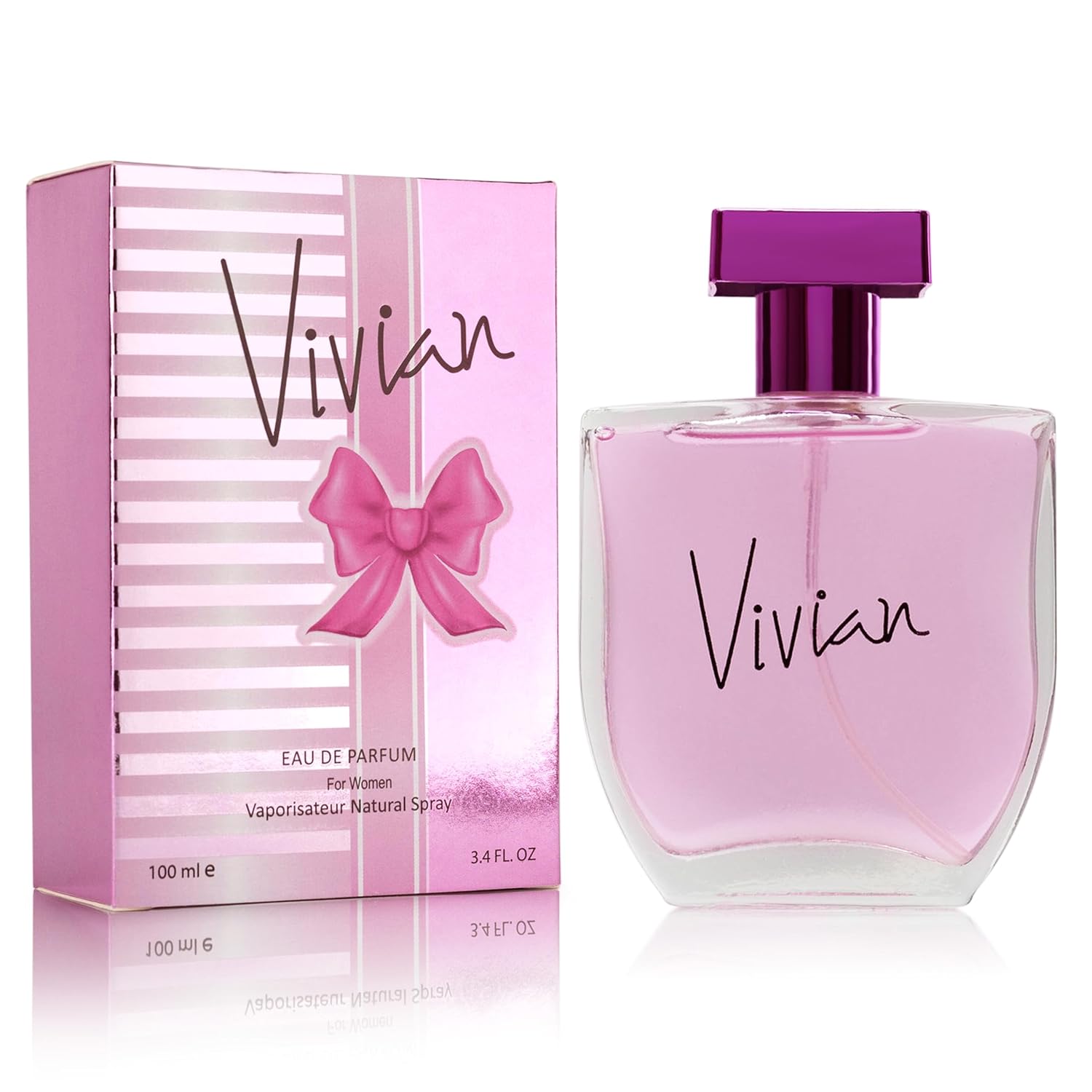 Vivian for Women - Floral Fruity Long Lasting Fragrance - Top Notes of Red Berries & Rose - Base Scents of Creme Brulee & Caramel - Paraben Free & Cruelty Free - Elegant 100ml Bottle, Parfume Women