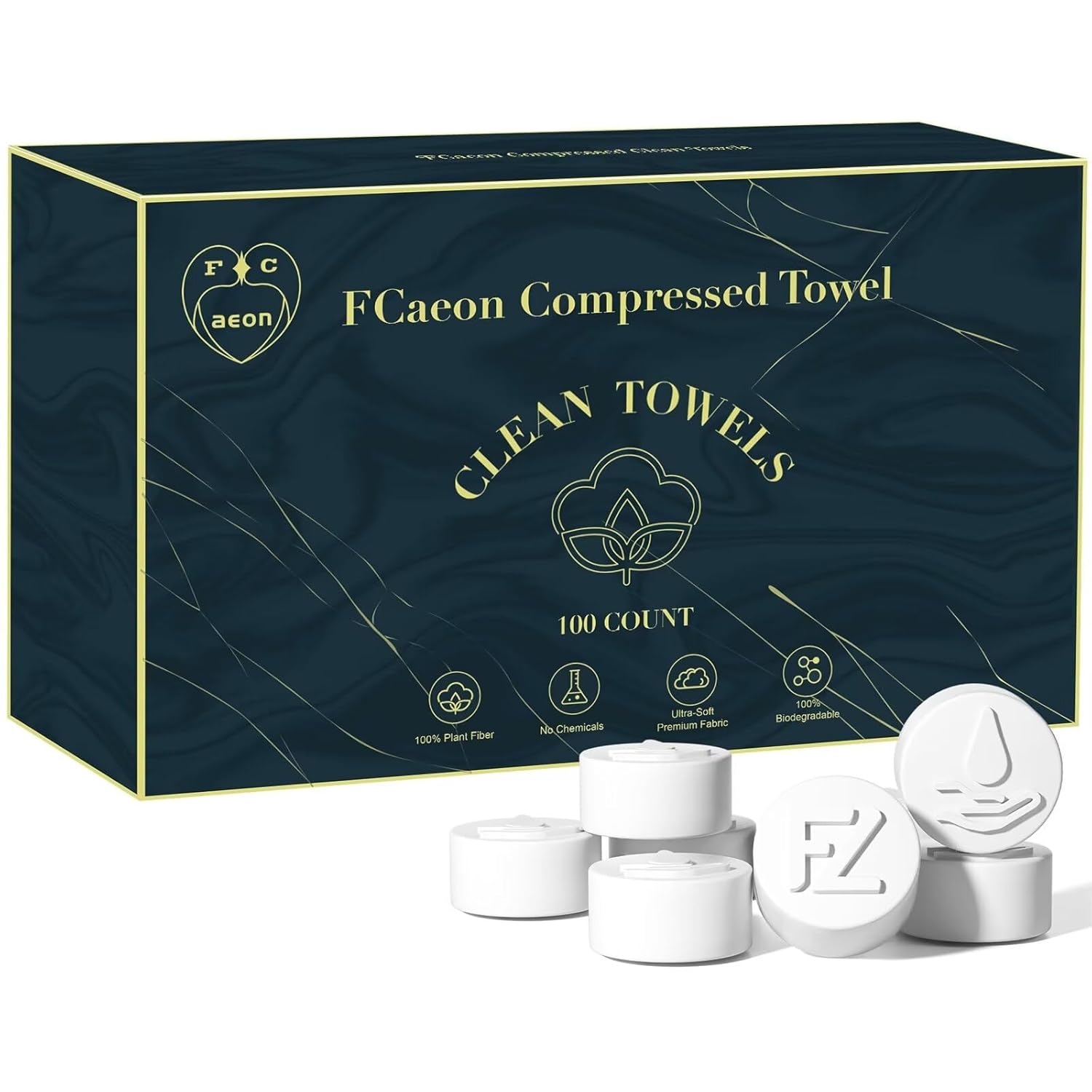 Disposable Tower Tablets 9"X7.5" 100 Pcs Bulk Packed Disposable Facial Cleansing Coin Towel Washcloth for Beauty & Personal Care (Blue)