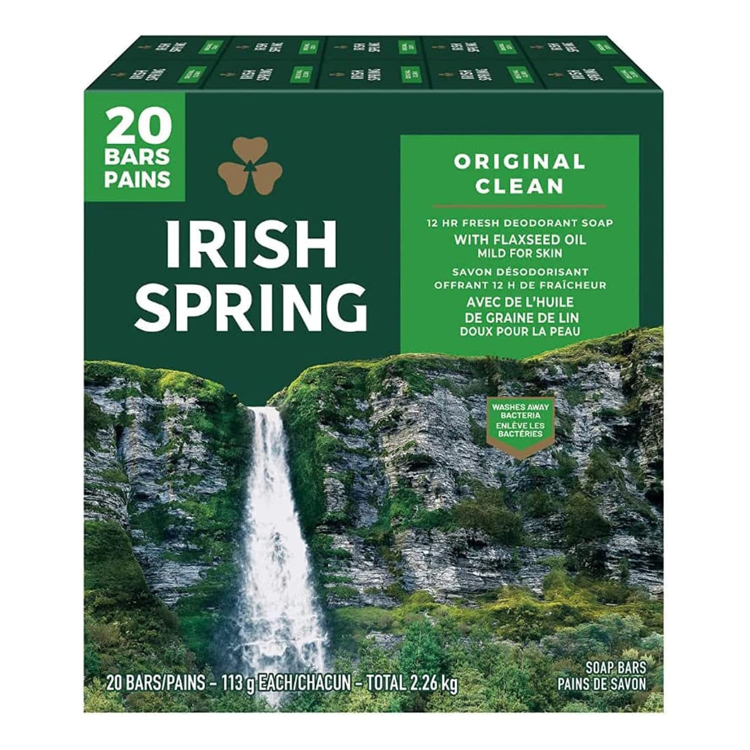 Irish Spring Original Clean Bar Soap for Men, 20 ct.