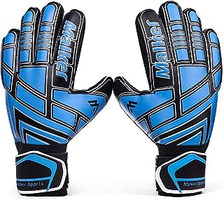 Malker Soccer Goalie Gloves Goalkeeper Gloves with Fingersave and Double Wrist Protection, Strong Grip Goalkeeper Gloves for Kids, Youth, Adults