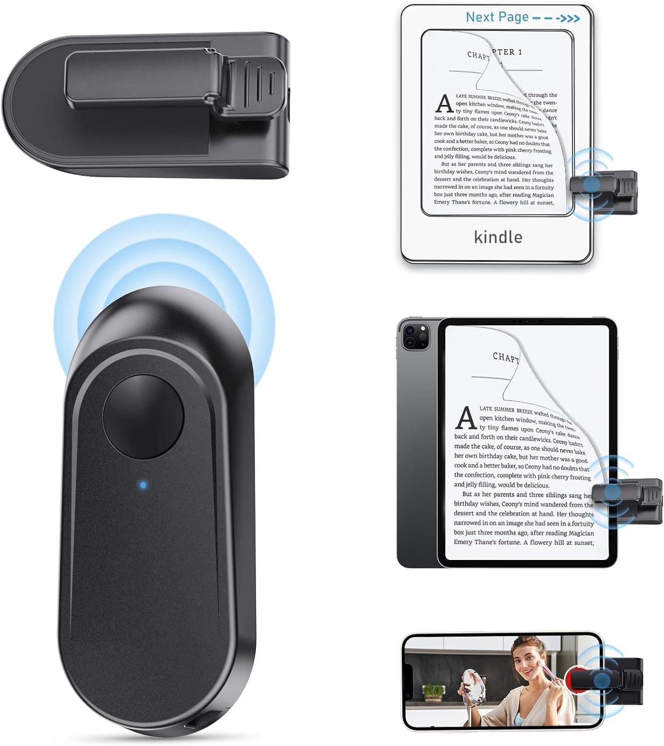 Remote Control Page Turner for Kindle Paperwhite.Kindle Clicker Page Turner for Kindle Oasis Kobo Device.Ebook Readers & Accessories