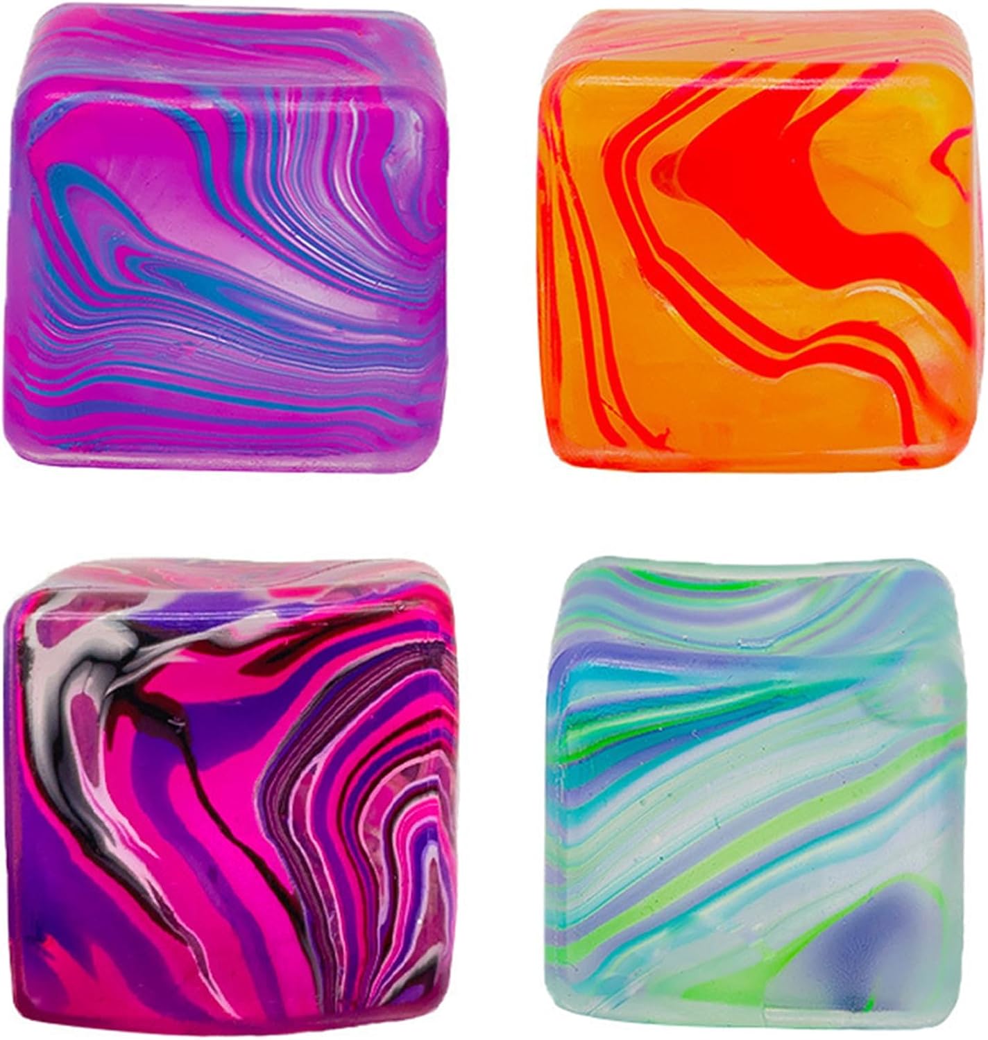 4 Pcs Fidget Cube, Sensory Fidget for Stress Relief, Soft Textured Stress Cubes for Classroom Prizes Party Favors to Help with Focus and Stress Relief