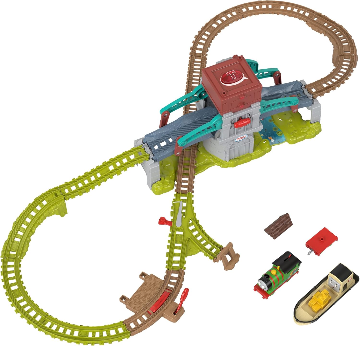 Thomas & Friends Train Set Talking Bulstrode & Which-Way Bridge Track Playset with Sounds & Percy Engine for Kids Ages 3+ Years, UK English Version, HYR84