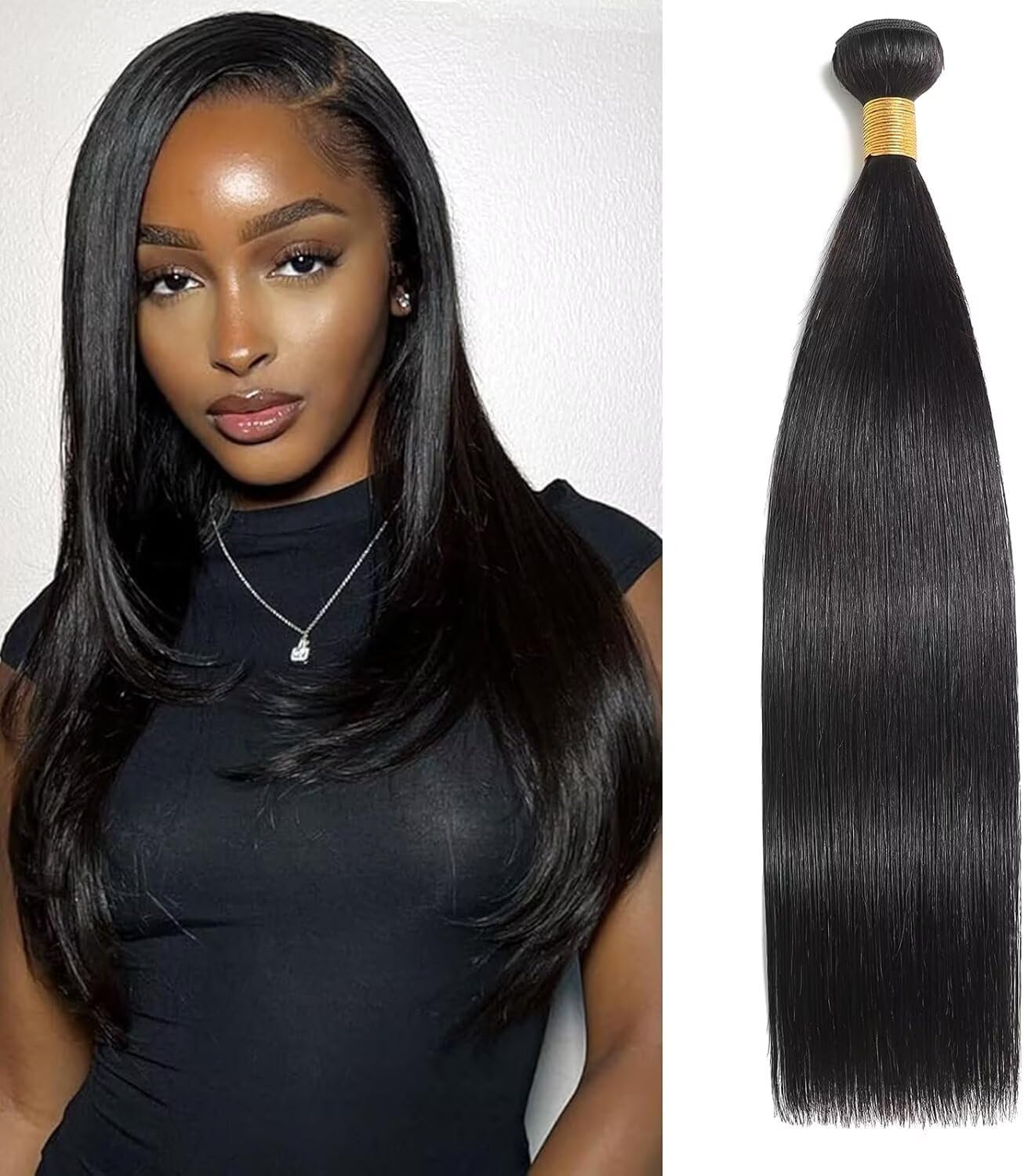 Brazilian Straight Bundles Human Hair Bundles 12A Grade 100% Unprocessed Virgin one Bundle Double Weft Human Hair Bundle Natural Color 20 Inch