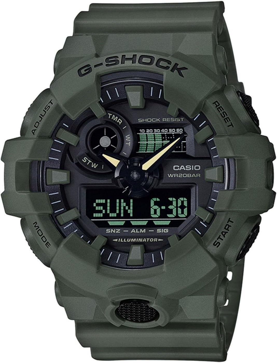 Casio Men's XL Series G-Shock Quartz 200M WR Shock Resistant Resin Color: Matte Olive Green (Model GA-700UC-3ACR)