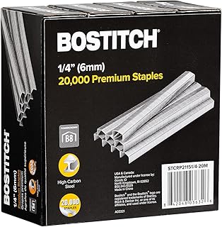 Bostitch B8 Staples 1/4 Inch PowerCrown Staples - Pack of 20,000 Staples