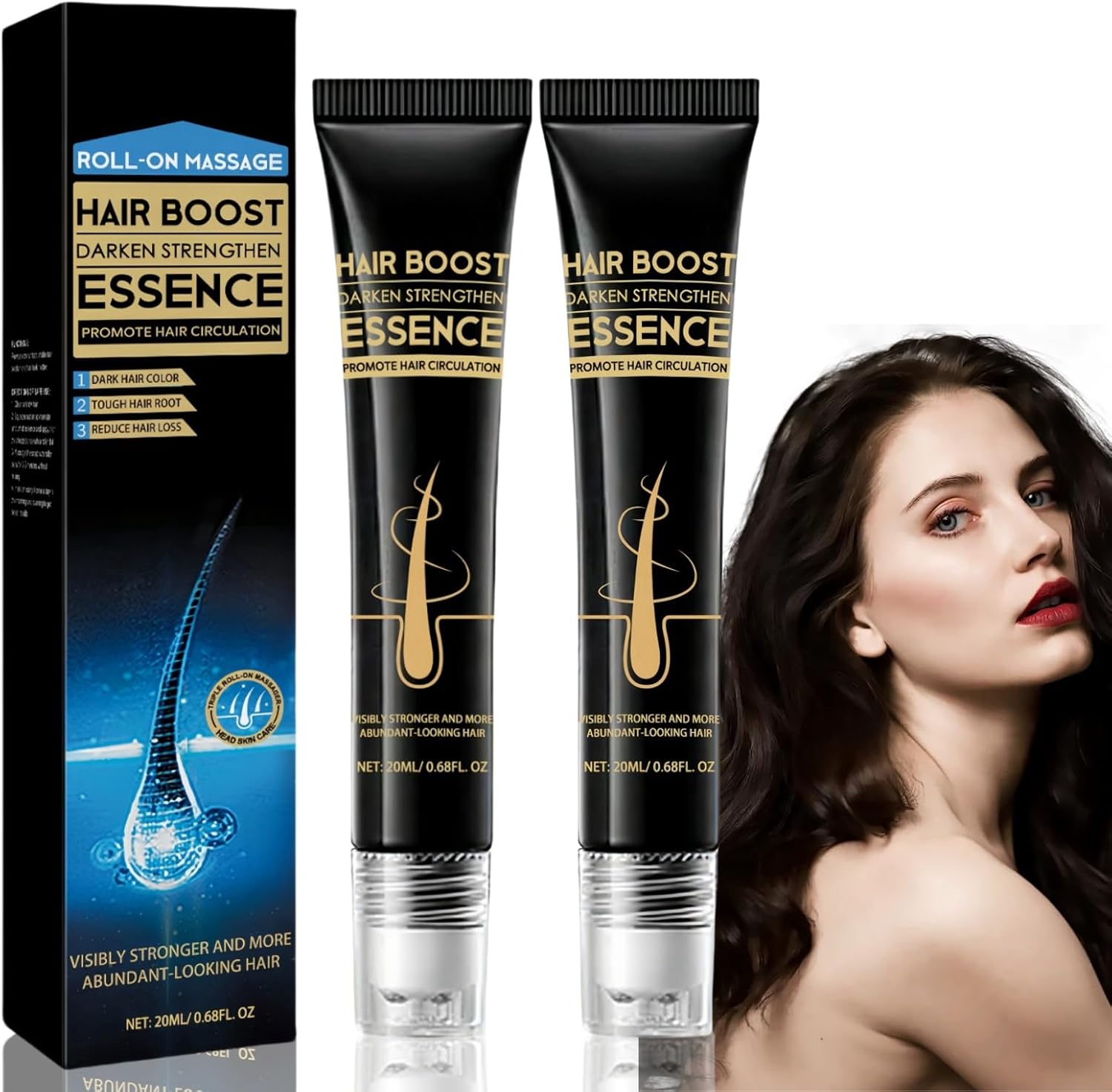 2Pcs Hair Growth Roll-On Massage Essence,Anti H/air Loss Serum,Hair Regrowth Treatment,Hair G/rowth Se/rum Roll On,Roller Ball Ha/ir Care Oil,Hair Treatment for Hai/r Loss,Hair Serum for Hair Growth