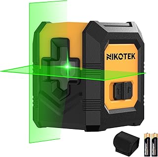 Laser Level Self-Leveling Green Beam Horizontal and Vertical Cross-Line Laser for Home Decoration Carrying Pouch, Battery Included