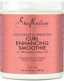 SheaMoisture Curl Enhancing Smoothie Hair Cream for Thick, Curly Hair Coconut and Hibiscus Sulfate Free and Paraben Free Curl Cream 20 oz