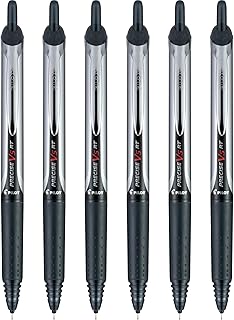 Pilot, Precise V5 RT Refillable & Retractable Rolling Ball Pens, Extra Fine Point 0.5 mm, Black, Pack of 6