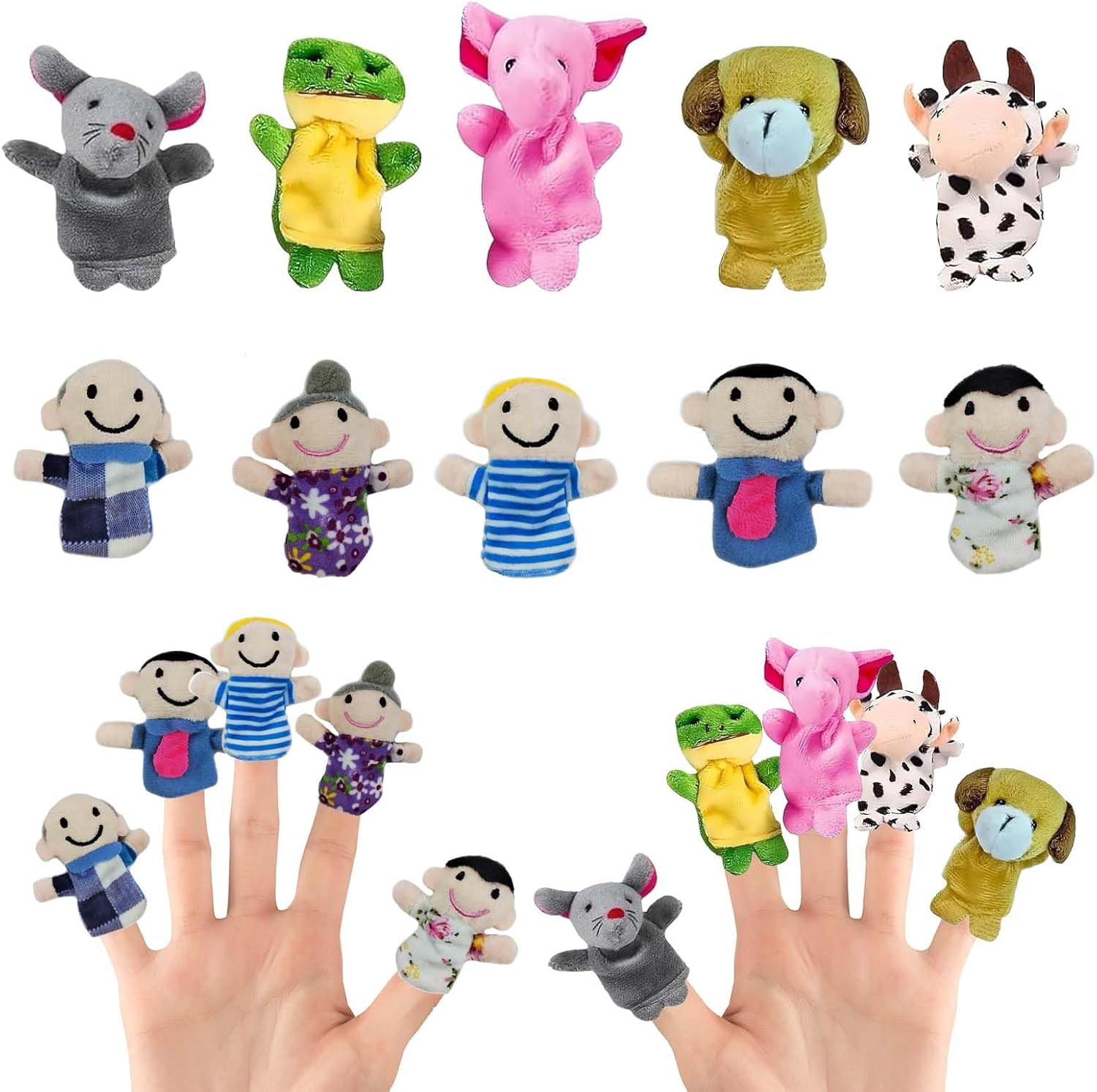 Finger Puppets 10pcs Finger Puppets for Toddlers Puppets for Babies Cute Cartoon Animal Mini Plush Figures Toys Suitable Ffor Birthday Party Gifts Classroom Rewards Safari Party Supplies