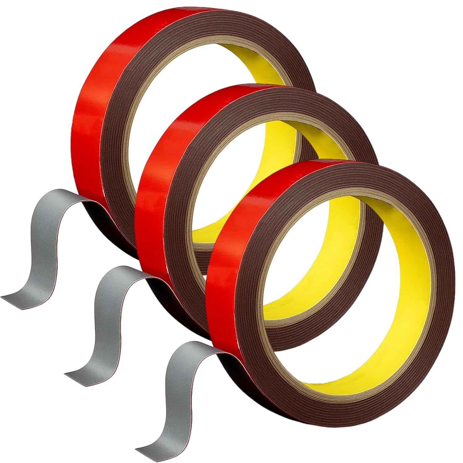 3M Double Sided Tape, 3 Pcs 3M Tape Double Sided Heavy Duty, 10mm X 3m, Strong Adhesive Waterproof Foam Tape for Car, Home, LED Strip Light & Office Decor (Grey)