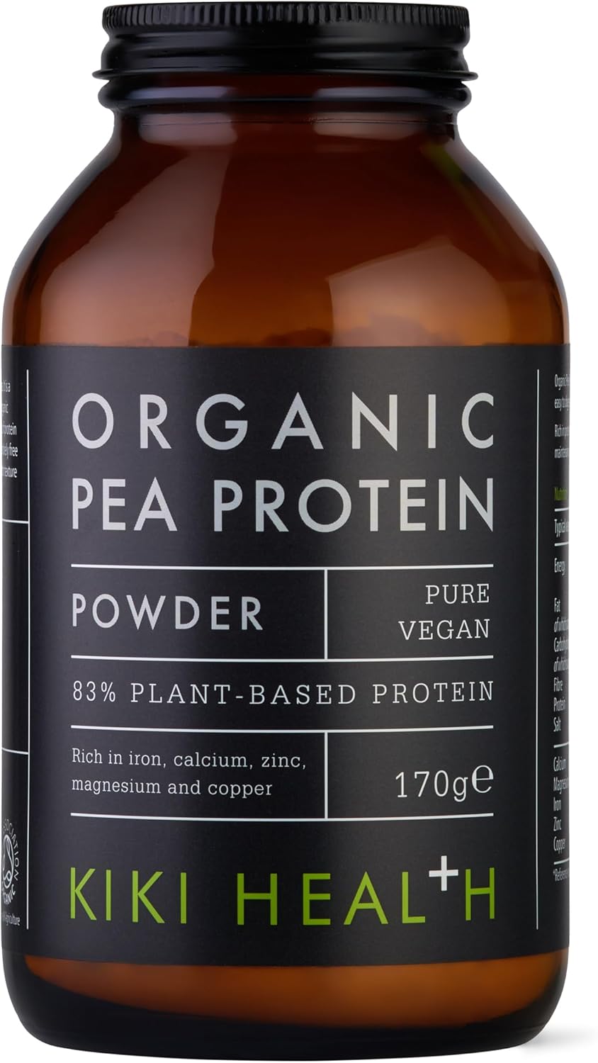 KIKI Health Organic Pea Protein Powder | High Protein Content, Organic & Sustainably Sourced | Vegan-Friendly, Low in Fat - Versatile & Easy to Use | Suitable for Vegetarians & Vegans - 170g