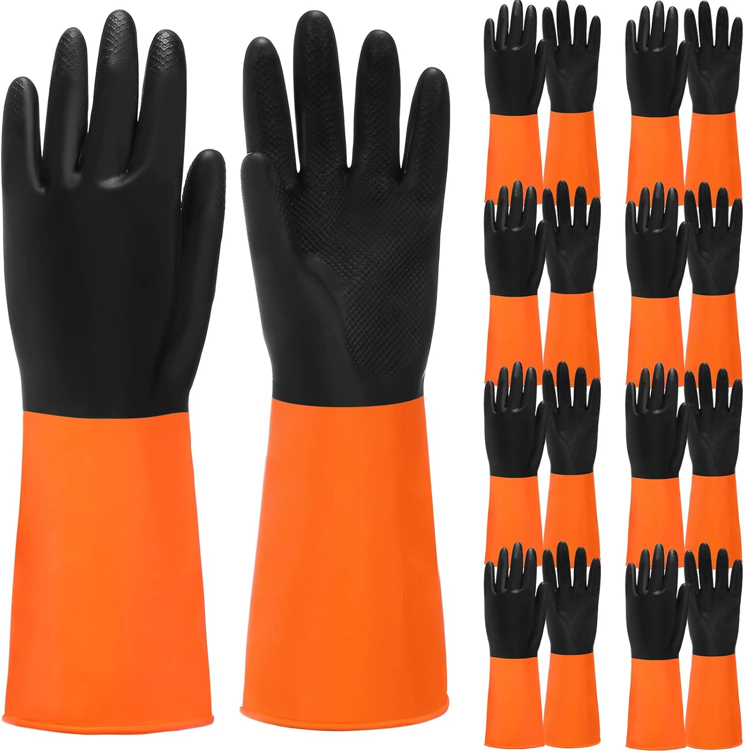 8 Pairs Chemical Resistant Gloves Heavy Duty Industrial Rubber Gloves Waterproof Non Slip Reusable Protective Work for Household Industrial Chemical