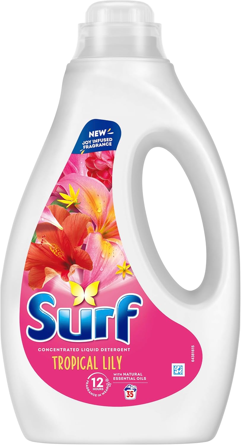 Surf Tropical Lily Laundry Washing with a joy-infused fragrance & natural essential oils lasting up to 12 hours in wear Liquid Detergent for brilliantly clean results 35 washes