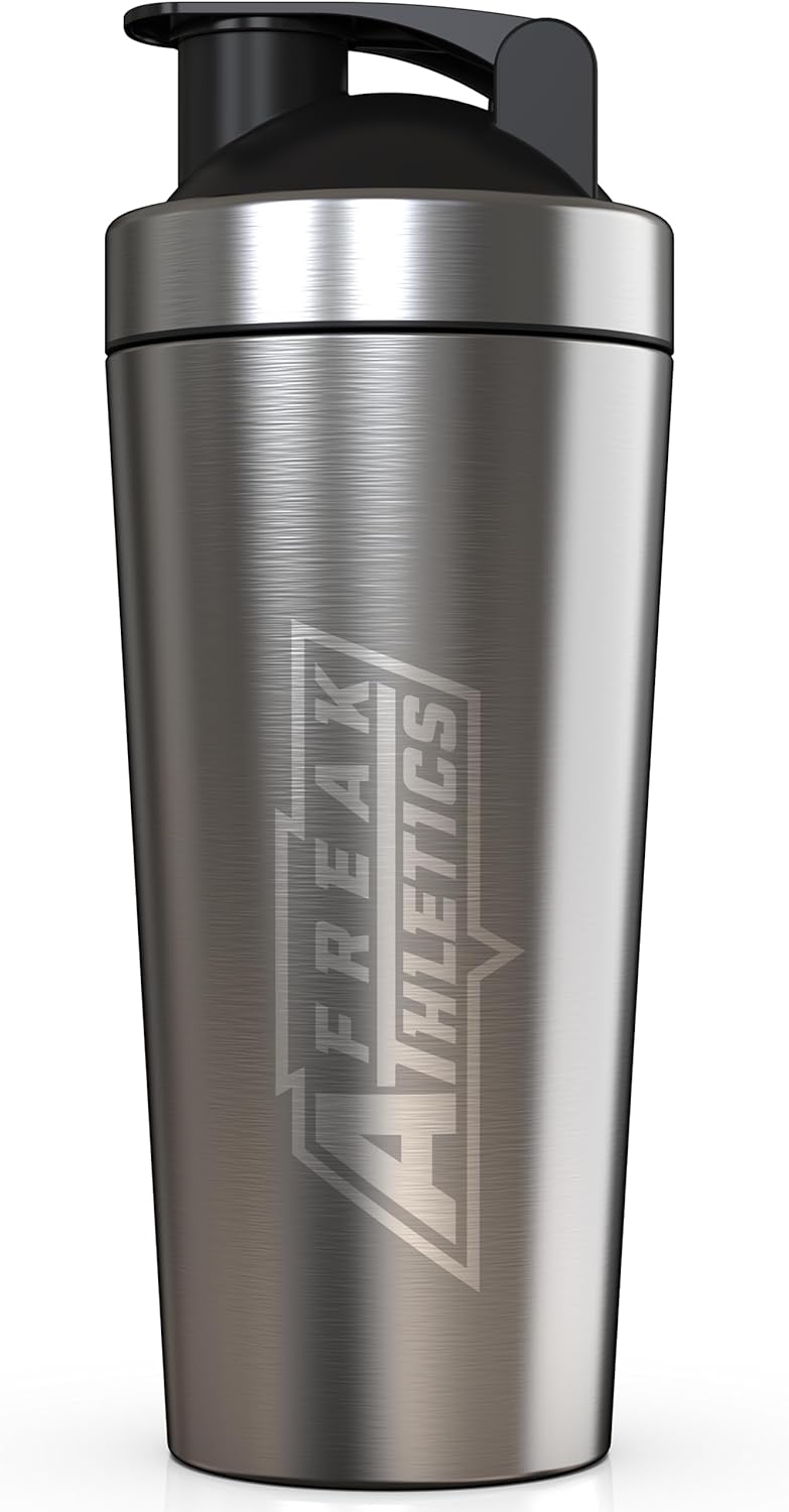 Freak Athletics Protein Shaker Bottle 700ml - Shaker for Protein Shakes - BPA Free Metal Protein Shaker Bottle (Stainless Steel)