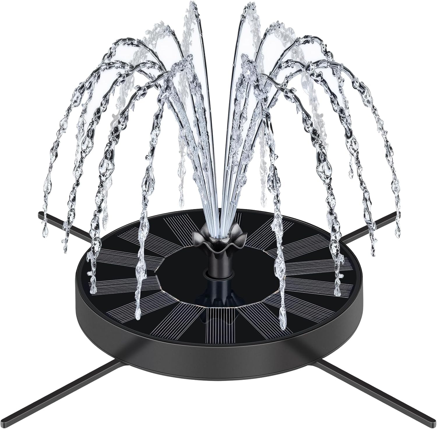 Solar Fountain Pump with Spray Height Adjustment, Upgrade Glass Solar Bird Bath Fountains with 6 Nozzles, Outdoor Solar Water Fountain Pump for Bird Bath, Garden, Pool, Pond