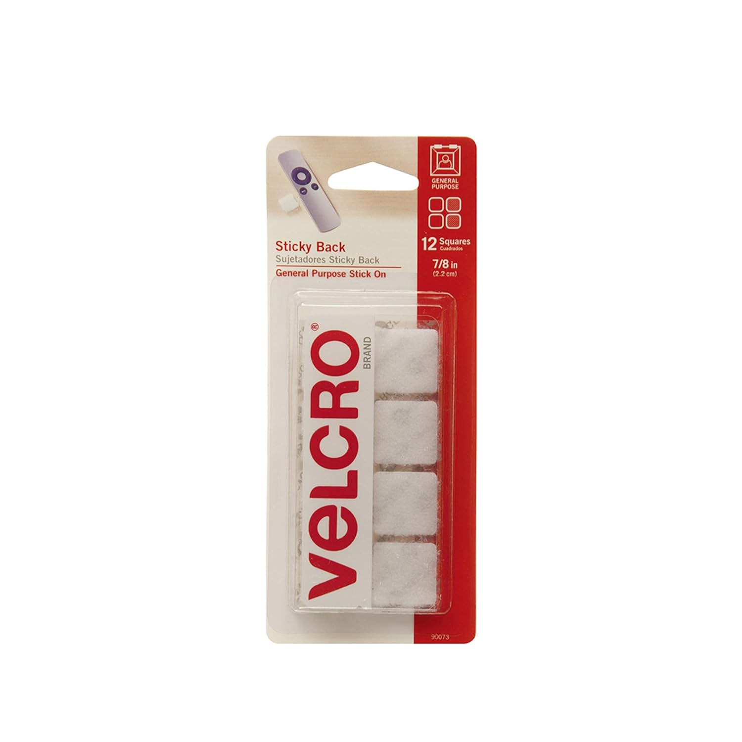 VELCRO Brand Sticky-Back Fasteners, Removable Adhesive, 0.88" X 0.88", White, 12 count (Pack of 1)