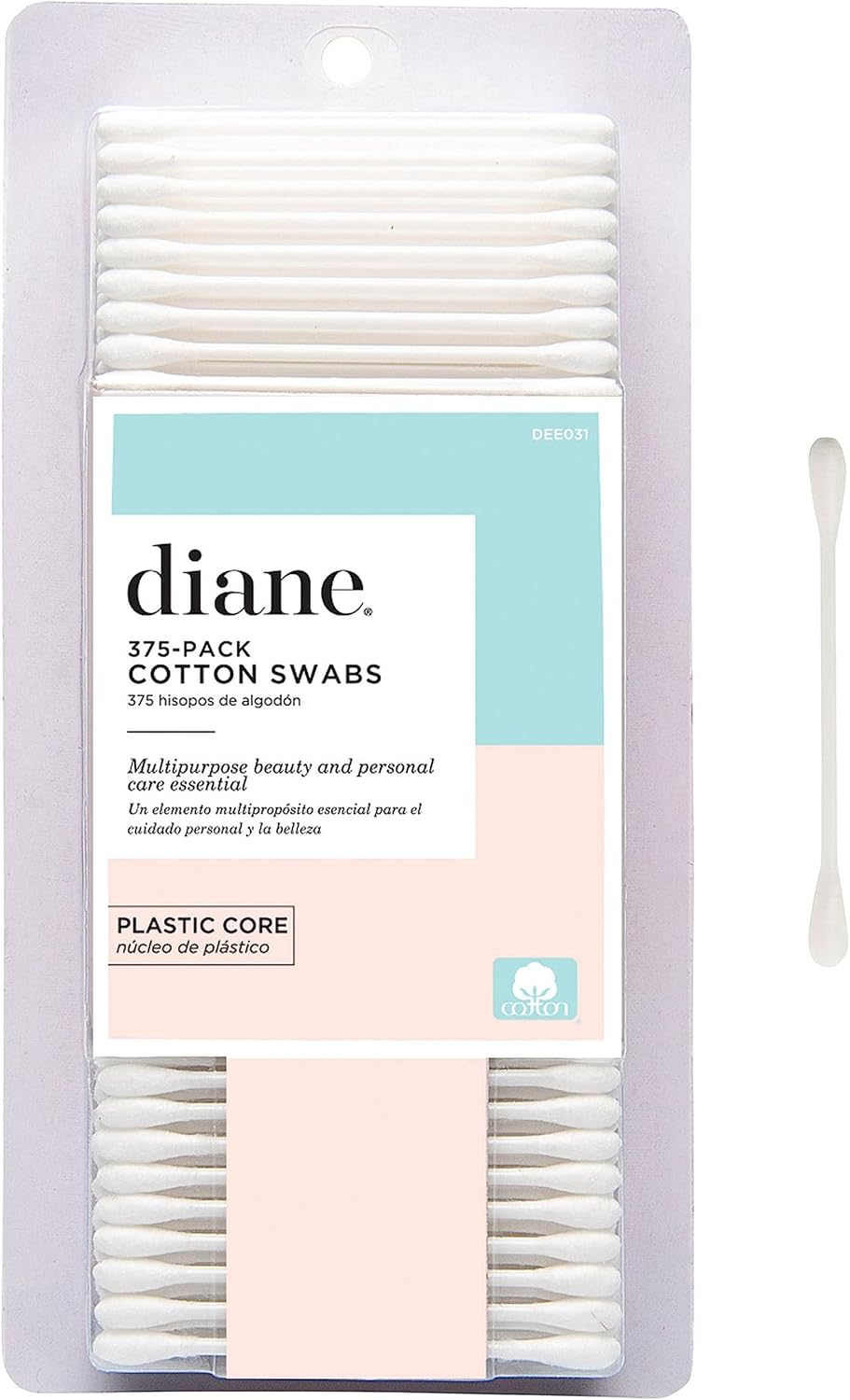 Diane Cotton Swabs, Soft and Gentle for Sensitive Skin, Ideal for Makeup, Nail Polish Touch-ups, Manicures, Pedicures, Beauty Applications, Personal Care, and Craft Projects (375 Count)