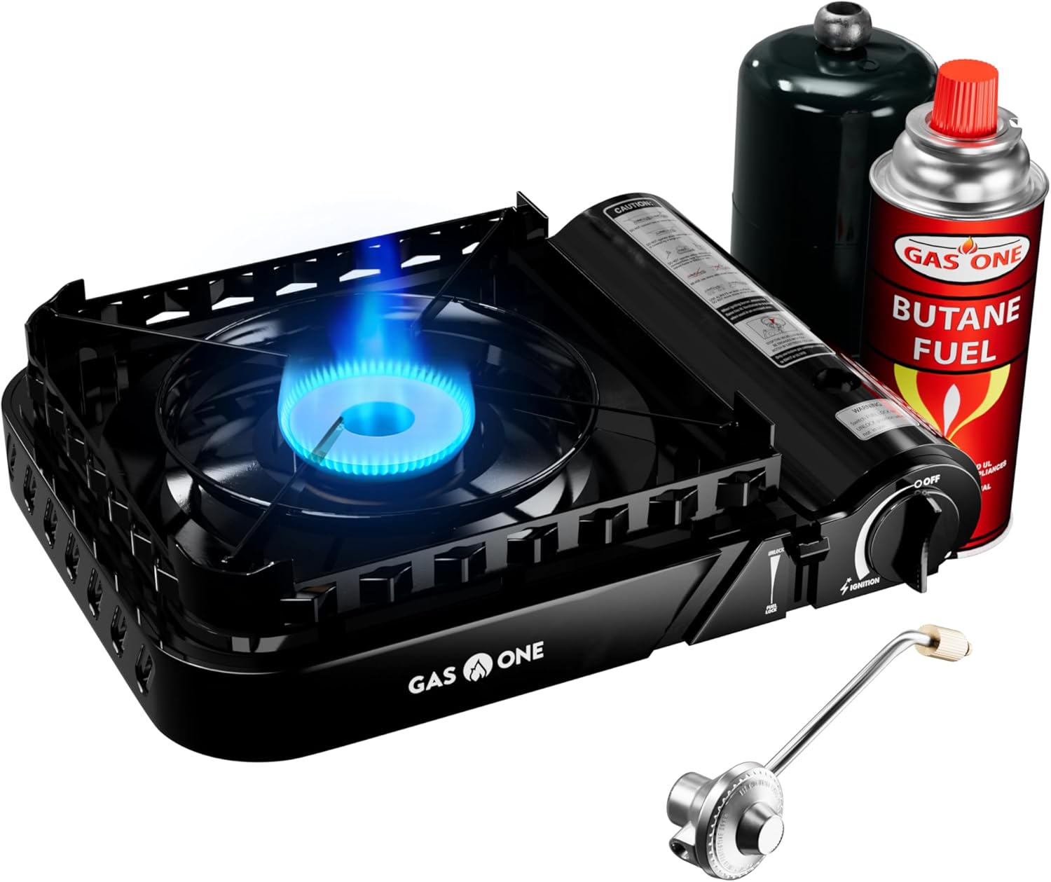 GasOne 15,000 BTU Propane or Butane Stove Dual Fuel Stove Portable Camping Stove - Patented - with Carrying Case Great for Emergency Preparedness Kit