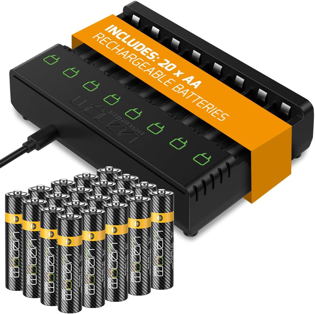 Venom Power 8-Way Charging Dock plus 20 x AA 1000mAh Rechargeable Batteries