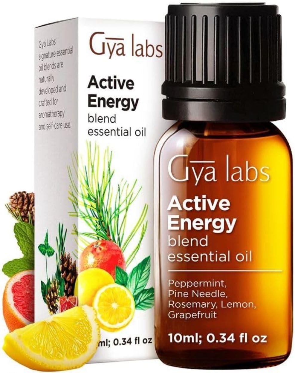 Gya Labs Active Energy Essential Oil Blend for Diffuser - 100% Pure Natural for Aromatherapy Oils Energy, Rejuvenating & Refreshing (10ml)