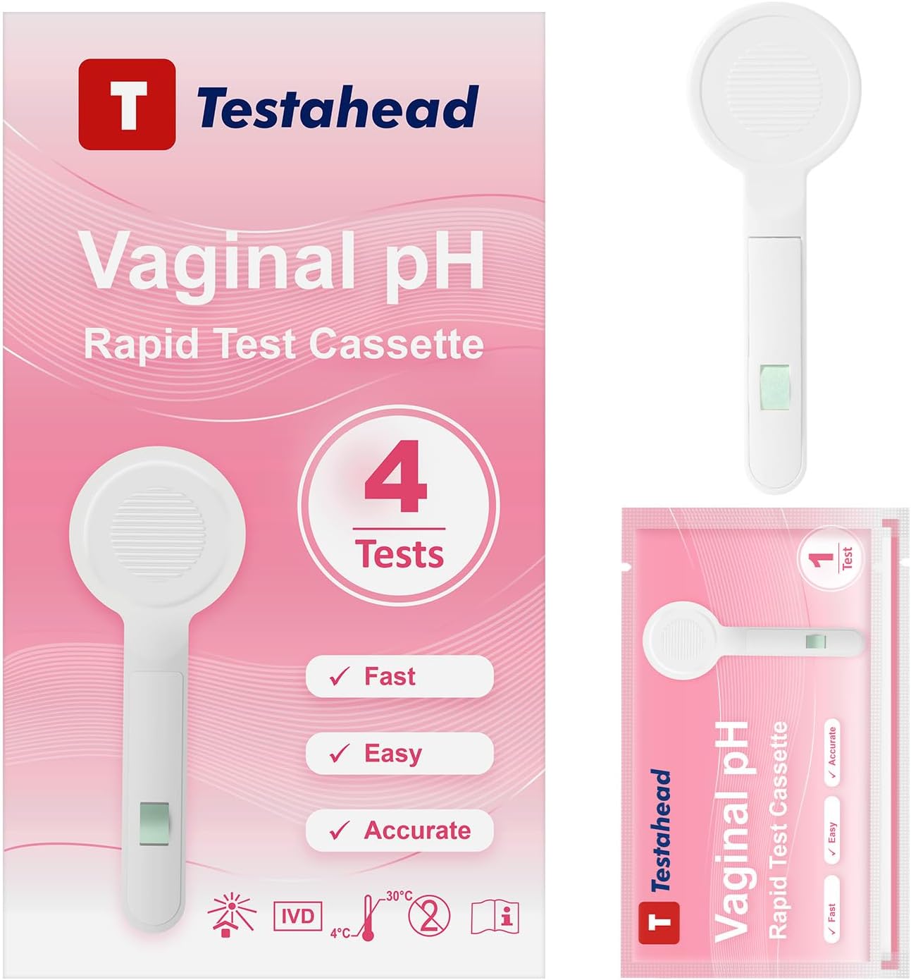 BV Test Strips for Women, 10-Seconds Vaginal pH Test Strips, 4 Count – Easy Home Detection of Bacterial Vaginosis, Balanced pH Monitoring