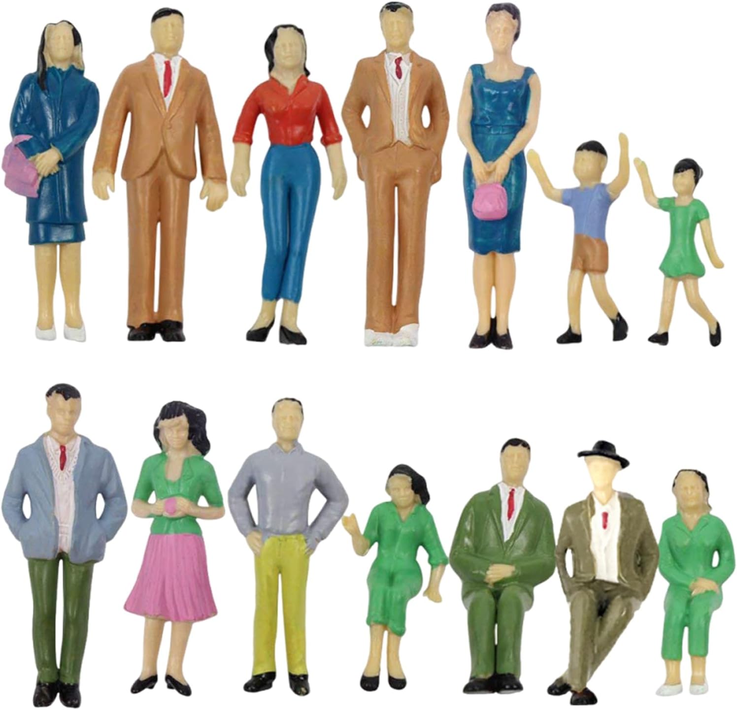 BAGUBDR 14 Pcs 1:25 Miniature People Figurines, Funny Dolls House People Colorful Mini Figures for Kids Suitable Diorama Creation Model Railroad Scenes Fairy Garden Decor Wedding Cake