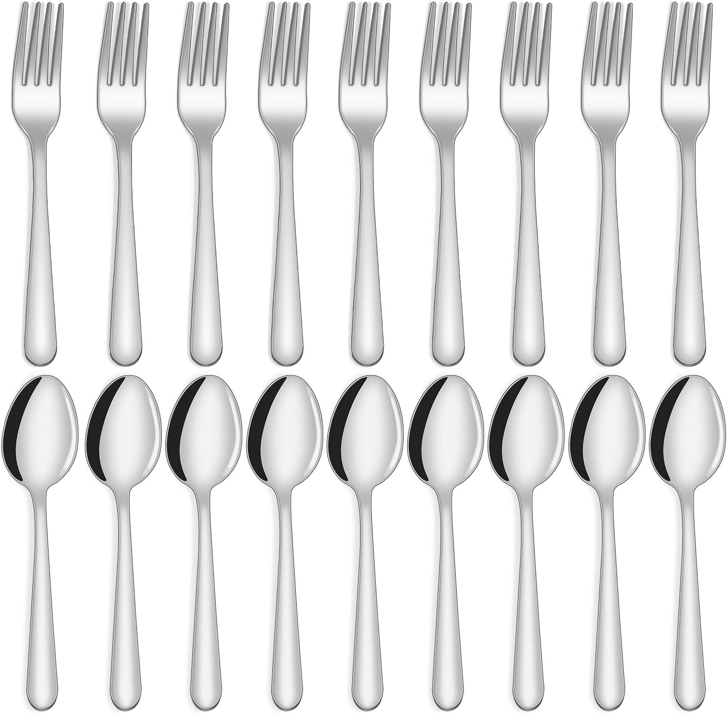 24-piece Forks and Spoons Silverware Set, Unokit Food Grade Stainless Steel Flatware Cutlery Set for Home, Kitchen and Restaurant, 12 Dinner Forks and 12 Dinner Spoons, Mirror Polished&Dishwasher Safe
