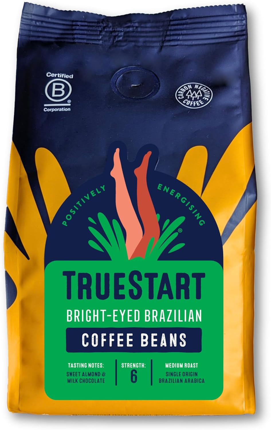 TrueStart Coffee Beans 200g, Bright-Eyed Brazilian - Ideal for Espresso Coffee Machine, Bean to Cup, Single Origin Arabica, Freshly Hand Roasted Speciality Grade, Medium Roast