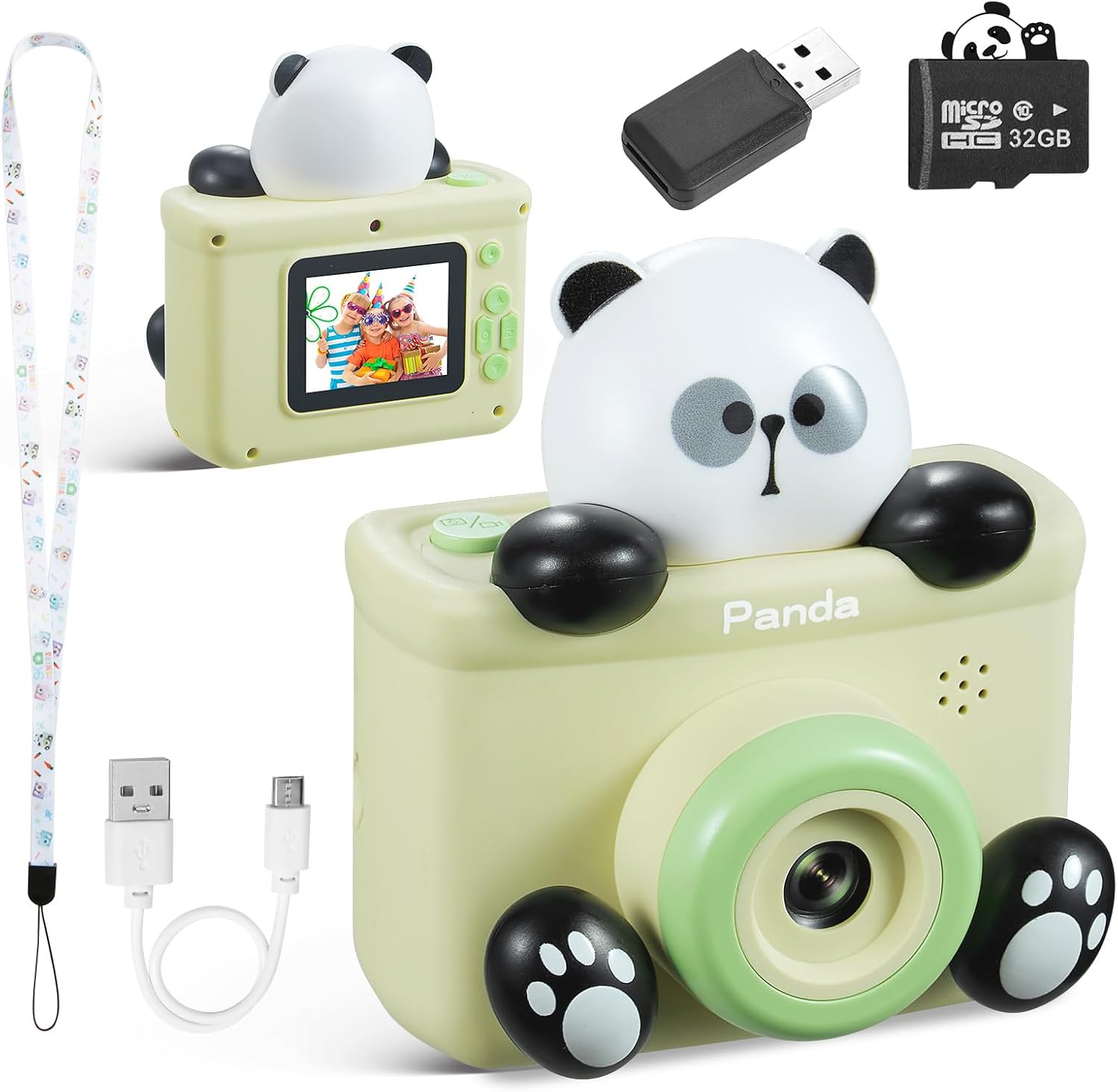 Kids Camera Cute Panda Camera for Kids Toddler Camera for 3 4 5 6 7 8 9 10 11 12 Year Old Girls/Boys Gifts,1080P HD Kids Digital Video Camera with 32GB SD Card Kids Toys…