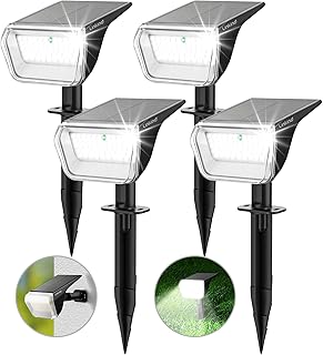 Linkind Solar Lights Outdoor 60 LEDs Solar Lights for Outside Solar Spot Lights 30% Conversion Rate Solar Landscape Lights Waterproof IP67 for Garden Yard Pathway, 4 Pack Cool White