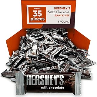 Hershys Milk Chocolate Snack Size 1 Pound Approx 35 Pieces Individually Wrapped Snacks - Candy Bulk Hershys Chocolate Candy Bars - Bulk Candy Individually Wrapped Chocolate Bar Milk Chocolate Office Candy - Parties, Celebrations Chocolate - Hershys Chocolate Snack Size Perfect Snacks For Adults & Kids