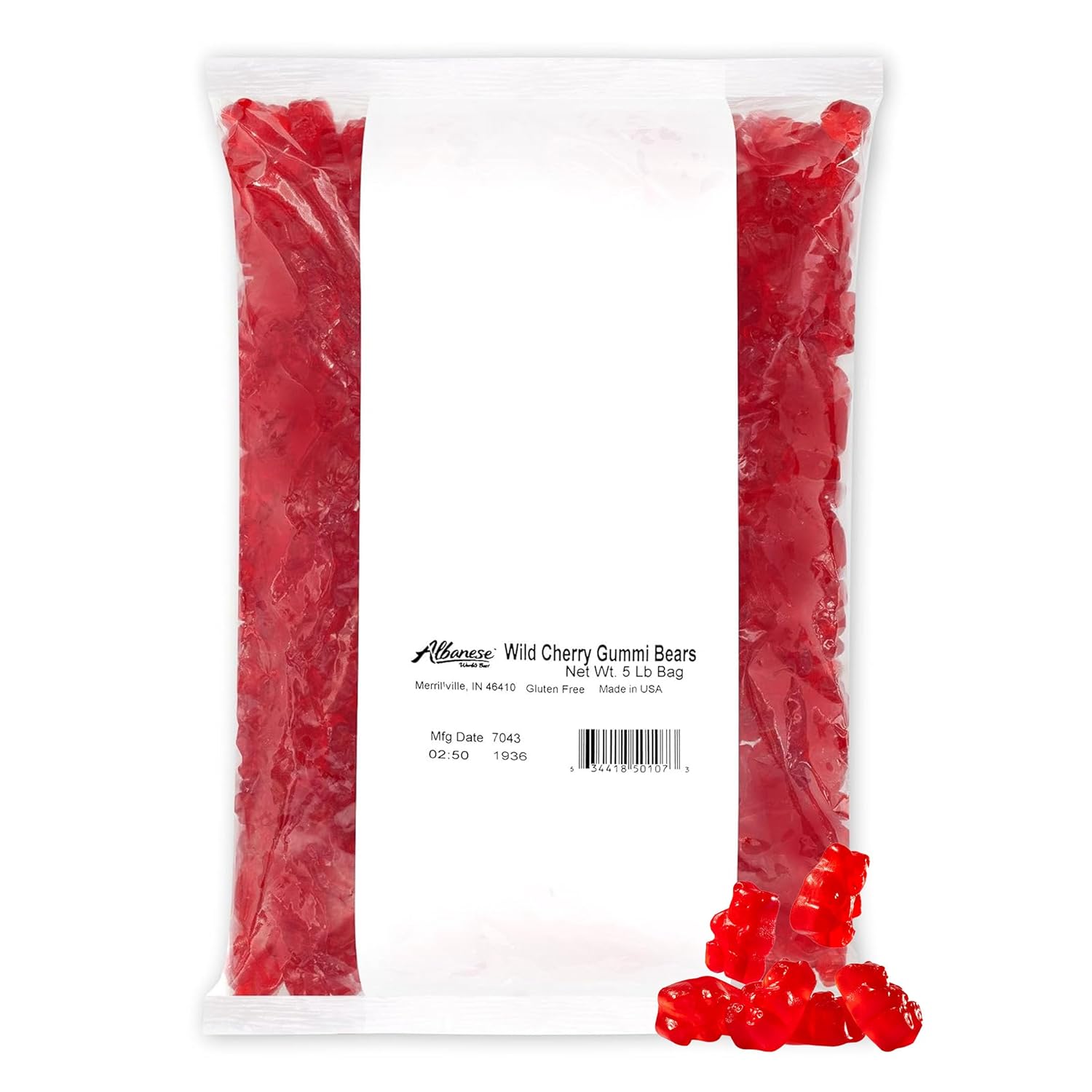 Albanese World's Best Wild Cherry Gummi Bears, 5lbs of Candy