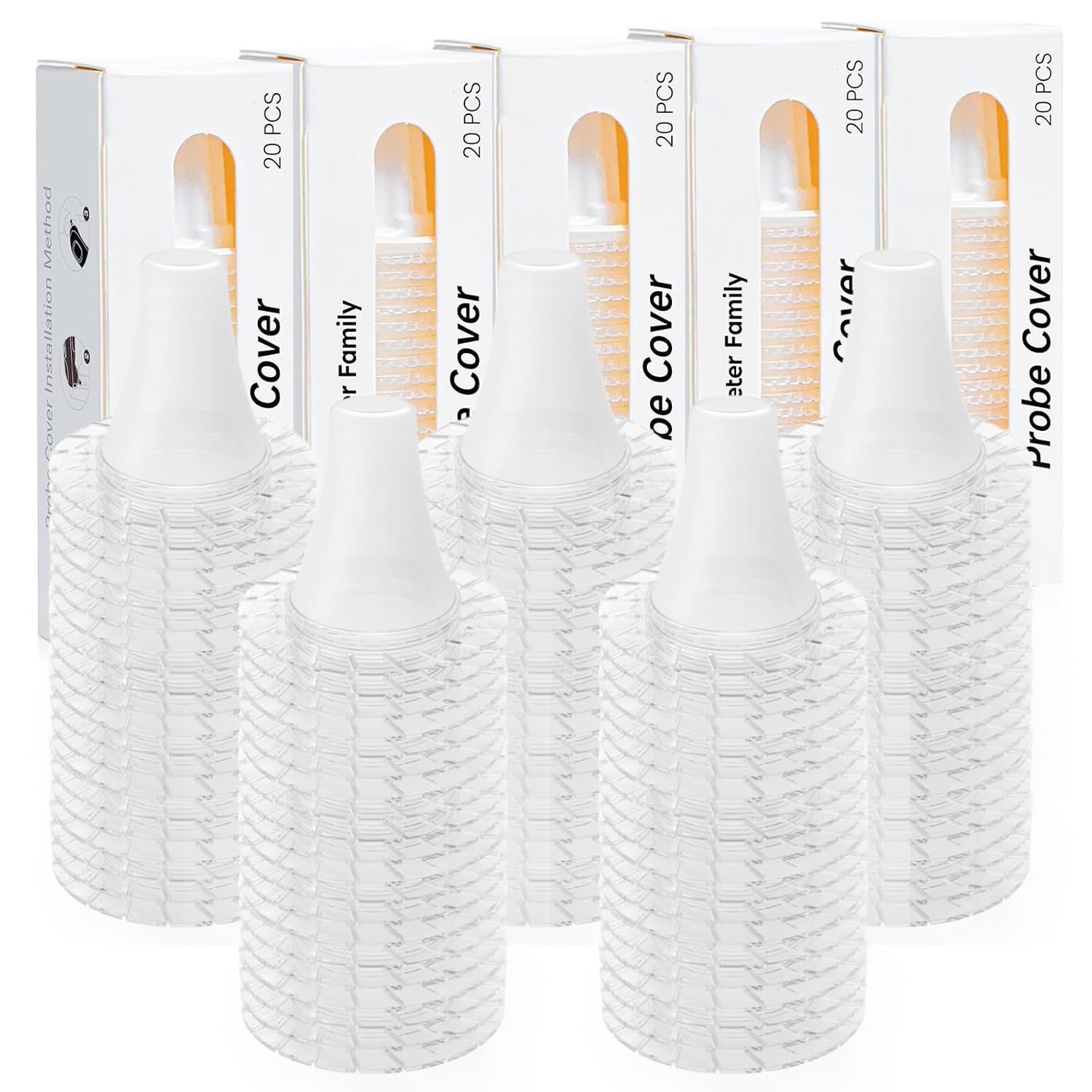 100 Pcs Ear themometer Probe Covers/Refill Caps/Lens Filters for Femometer Family Thermometers Models ET108 and ET107, BPA Free Disposable Covers