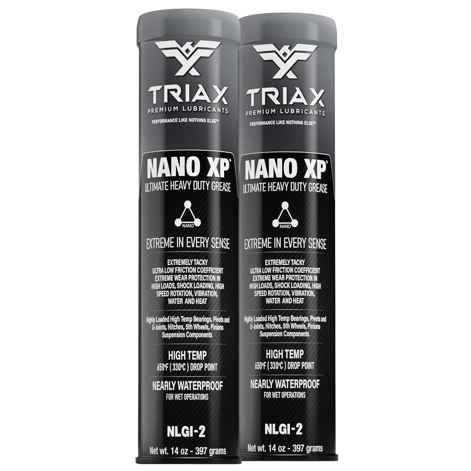 TRIAX Nano XP Ultra Heavy Duty Grease, Nano Fullerene, 5th Wheel, Ultra Heavy Duty, High Temp, Extreme EP Load Rating, Low Friction (2 x 14 oz tubes)