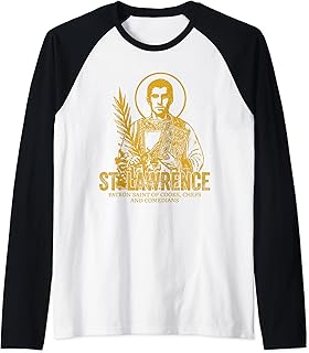 Catholicism Gold St. Lawrence Catholic Christian Saint Raglan Baseball Tee