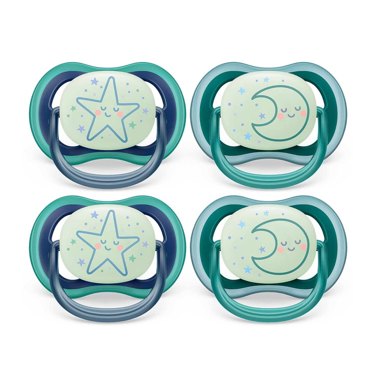 Philips Avent Ultra Air Pacifier - 4 x Light, Breathable Glow-in-The-Dark Baby Pacifiers for Babies Aged 6-18 Months, BPA Free with Sterilizer Carry Case, SCF376/08