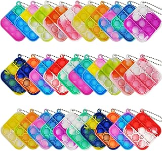 30 Pcs Mini Pop Bubble Fidget Sensory Toys, Pop Keychain Bulk Toy for Party Favor, Classroom Student Prizes Easter Basket Goodie Bag Stuffers Christmas Valentine Gift for Kid