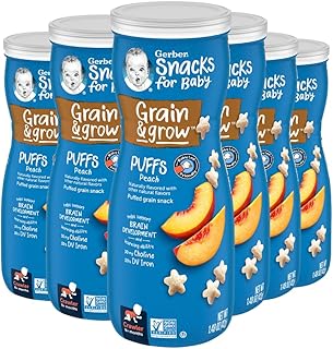 Gerber Puffs Cereal Snack, Peach,1.48 ounce(Pack of 6)