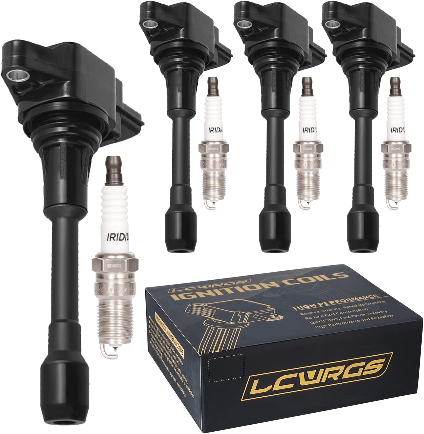 Set of 4 Ignition Coil Pack and Spark Plugs Fits for 2007 2008 2009 2010 2011 2012 2013 Nissan Altima Versa Sentra Rogue Cube NV200 2.5 1.8 1.6 2.0 L4 Spark Plugs Coil Packs Replaces# UF549 & 9029