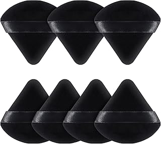BEAKEY Triangle Powder Puffs for Face Powder Makeup Puff for Loose and Cosmetic Foundation, Wedge Shape Velour Cosmetic Cloud Kiss Makeup Sponges for Contouring, Beauty Tools 7pcs