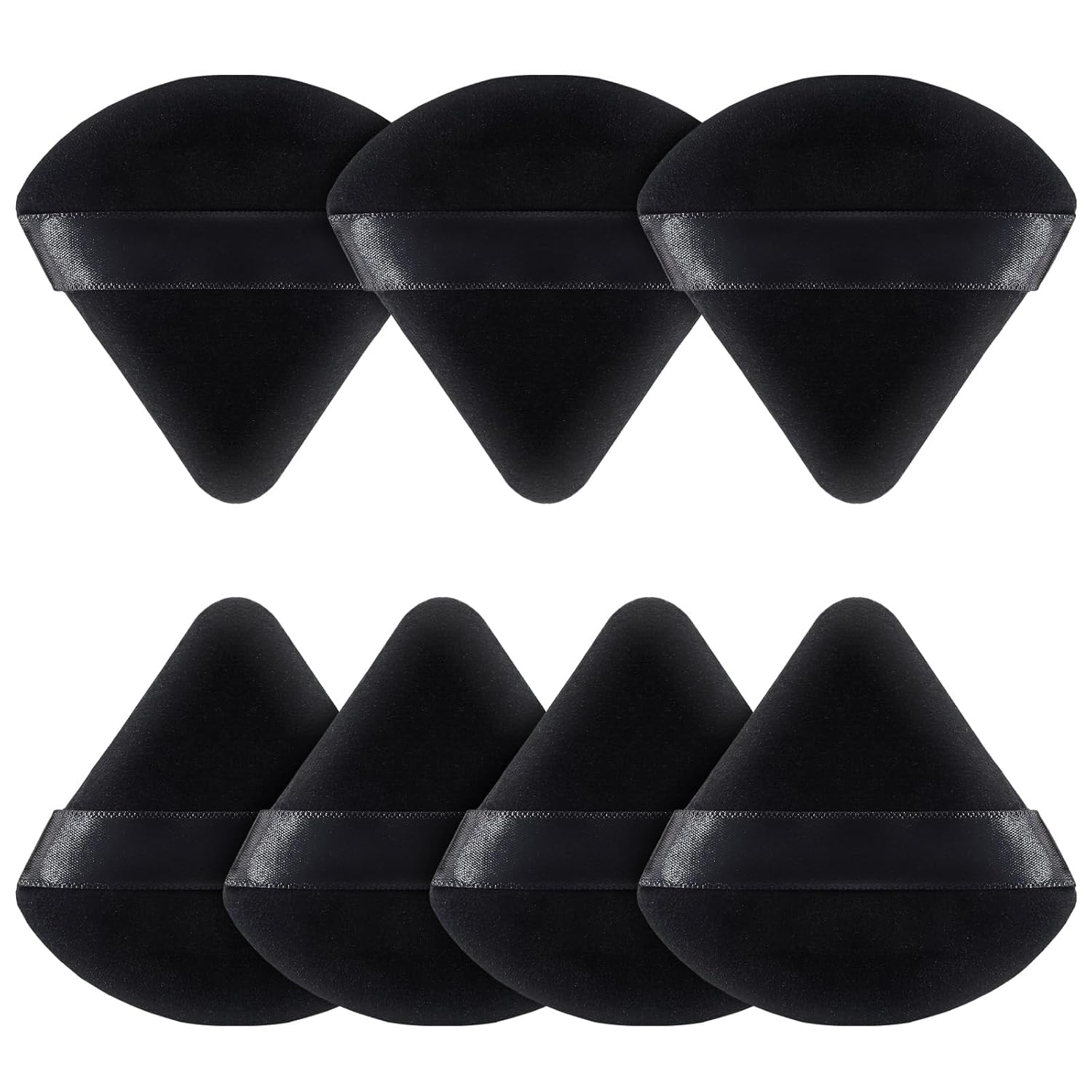BEAKEY Triangle Powder Puffs for Face Powder Makeup Puff for Loose and Cosmetic Foundation, Wedge Shape Velour Cosmetic Cloud Kiss Makeup Sponges for Contouring, Beauty Tools 7pcs