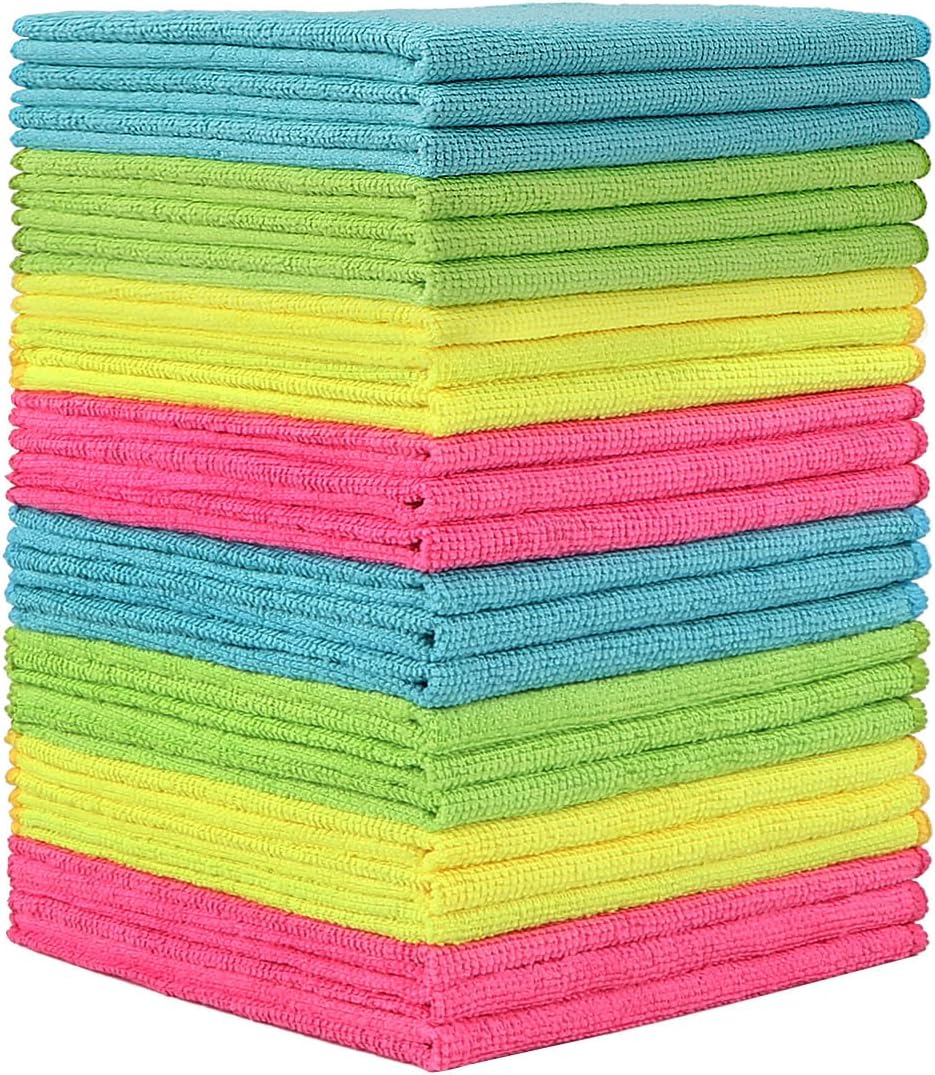 HOMEXCEL Microfiber Cleaning Cloths, 24 Pack Cleaning Towels for Kitchen, Lint Free, Scratch-Free, Highly Absorbent, and Reusable Cleaning Rags for House, Window and Glass, Cars, 30 X 30 CM