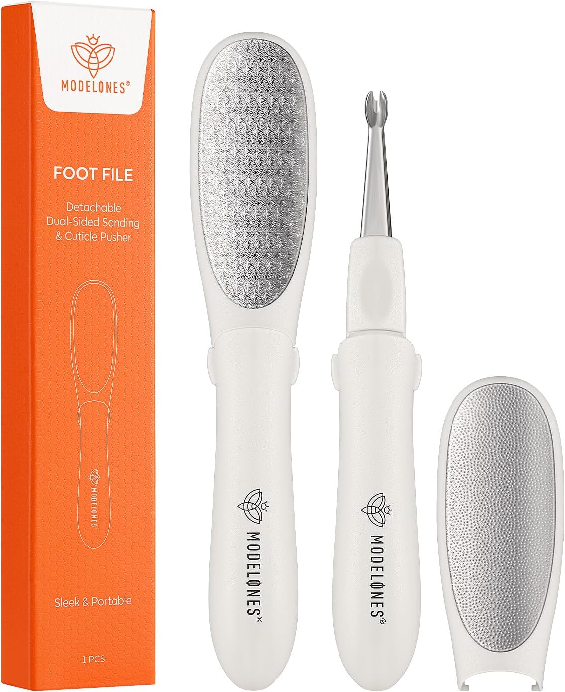 Modelones Mini Foot File Callus Remover, Multifunction 2-in-1 Pedicure Tools for Feet with Double-Sided Foot Rasp, Dead Skin Fork - Safe, Lightweight Foot Sander Perfect for Daily Hand & Foot Care