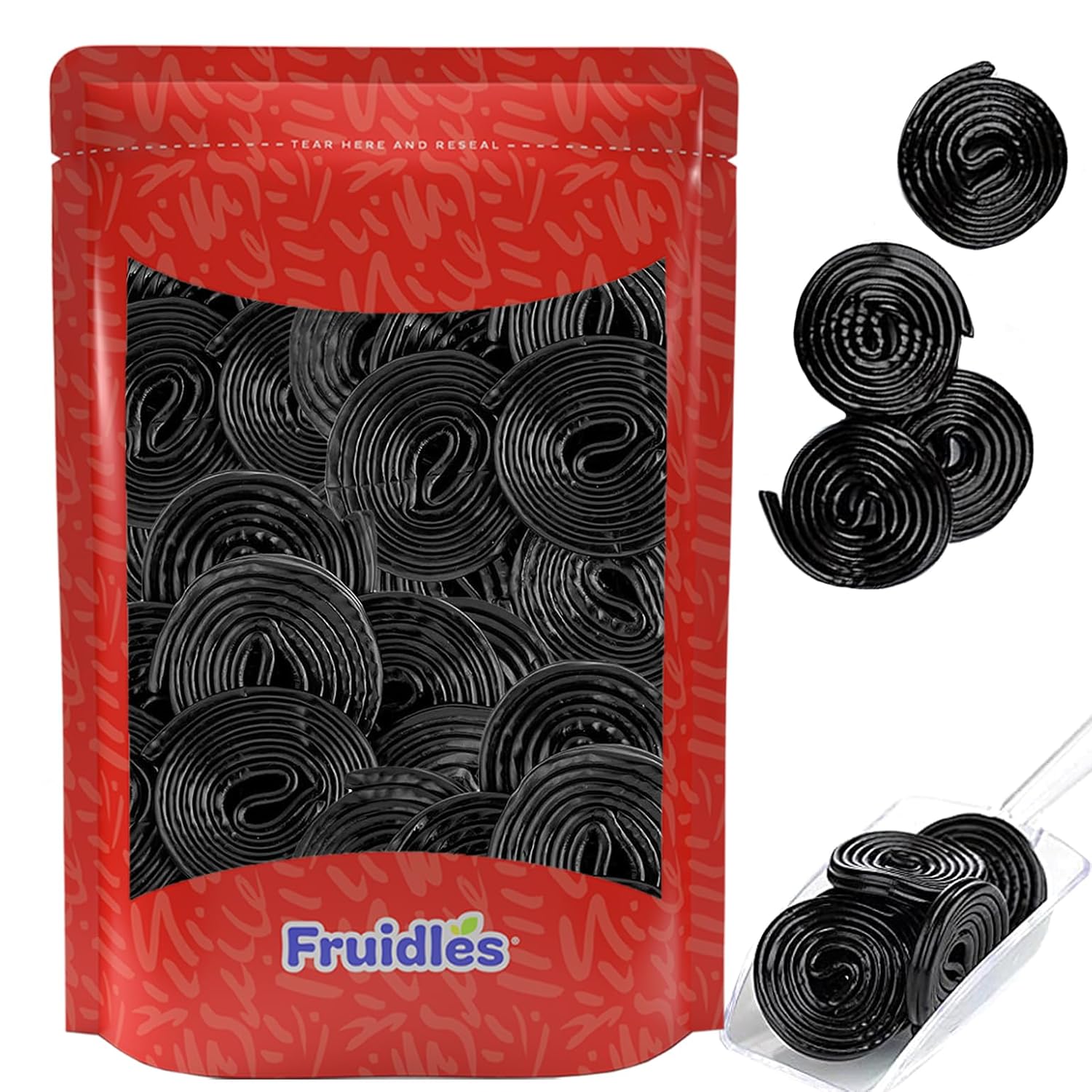 Fruidles Black Licorice Wheels, Gourmet Broadway Wheels Candy, Licorice Rope Laces, (Half-Pound)