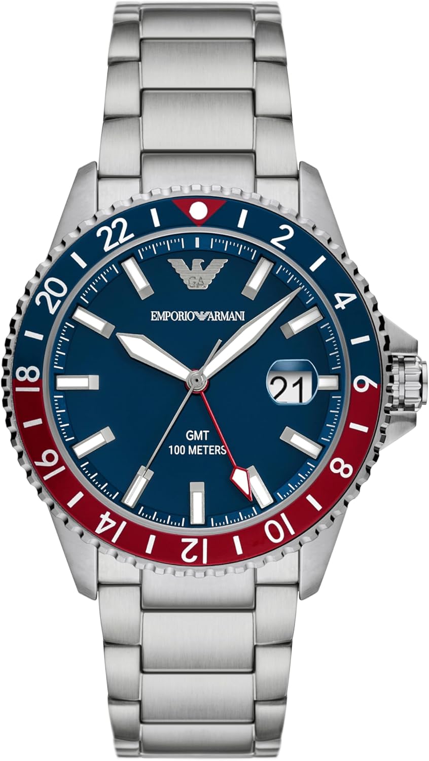 Emporio Armani World Explorer Dive-Inspired Men's Watch with Stainless Steel, Silicone or Leather Band